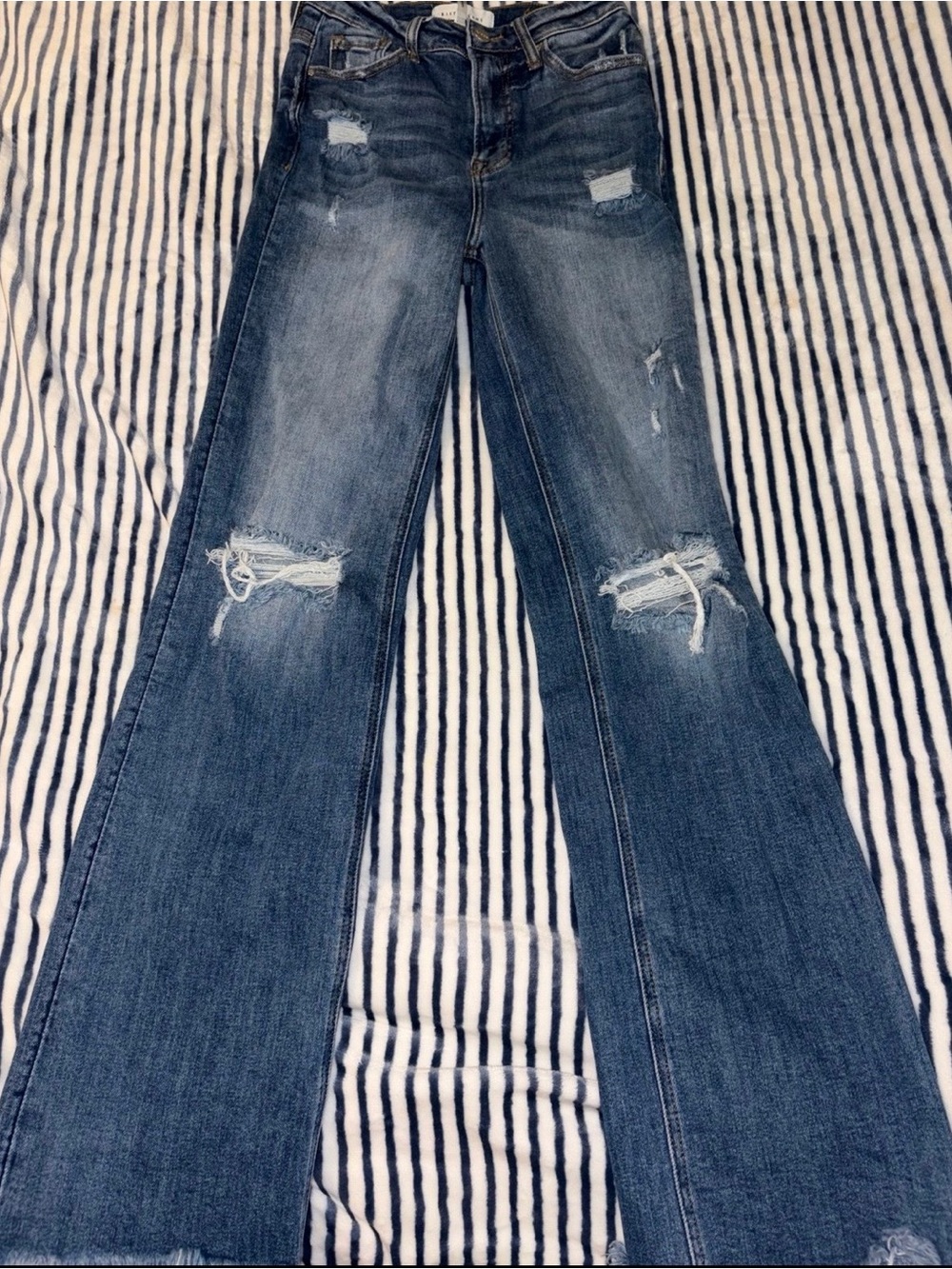 Women’s Distressed Wide-Leg Jeans - Blue